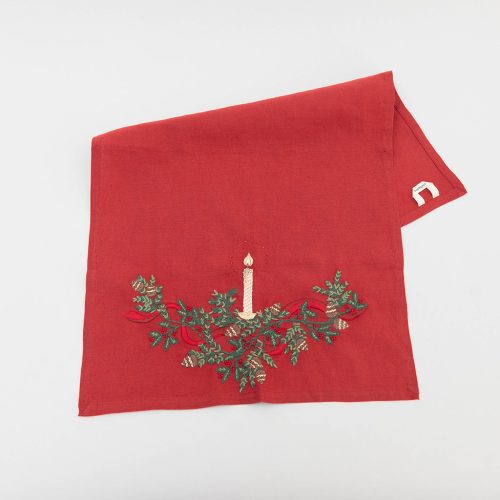 CandleGarlandLinenTeaTowel Red Craftspring 1