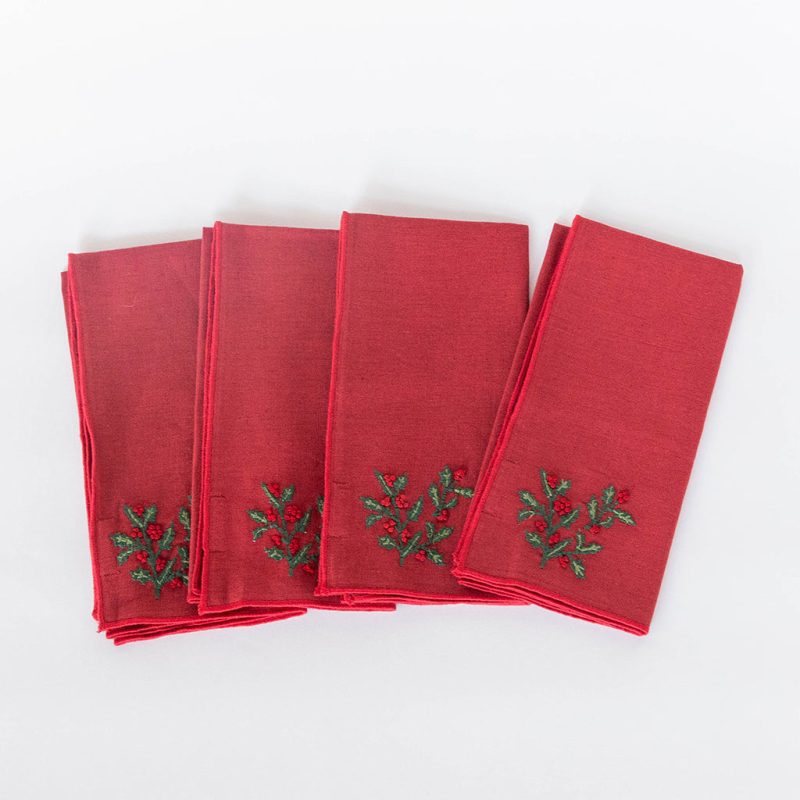 HollyLinenNapkinSetof4 Red Craftspring 2