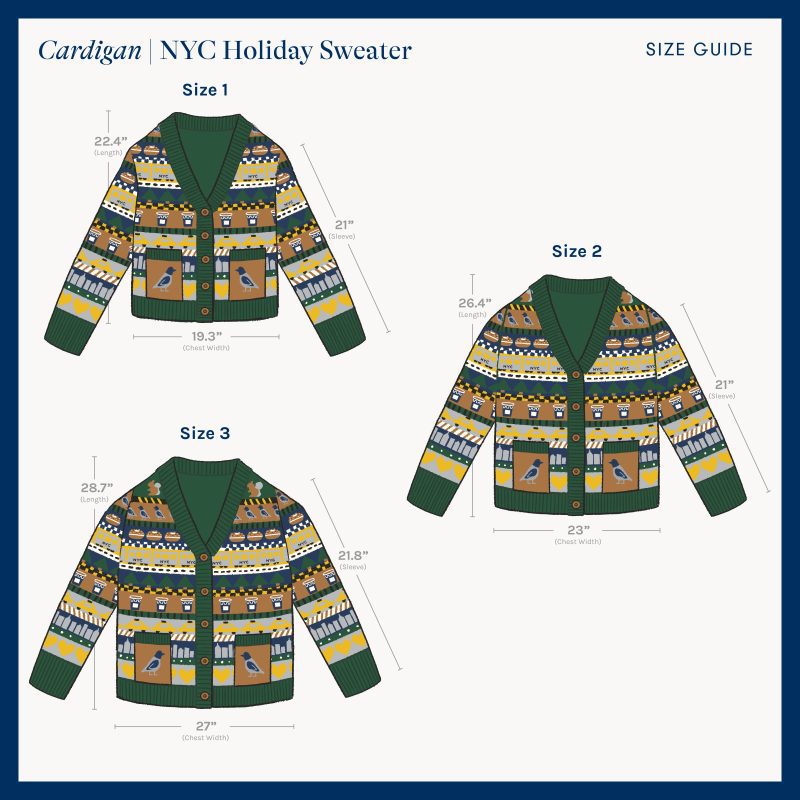 IllustratedNYCHolidaySweaterSizeGuide Cardigan