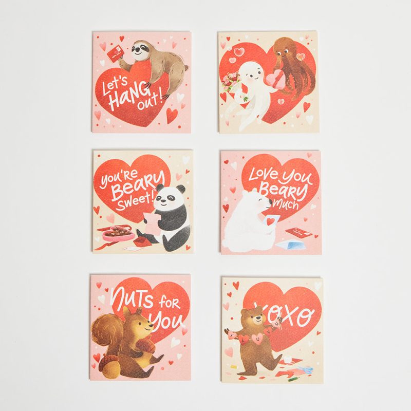 ValentineAnimalsMiniCardSetOf6 Craftspring 1